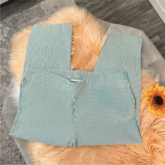 Green Stripe Women’s Capri Pants Pull On Tummy Flattening Sz 12 By Dalia - Picture 3 of 6